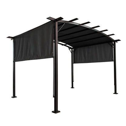 12' x 9' Outdoor Retractable Pergola – Steel Frame Grape Gazebo with Shade Canopy, Sun Shelter for Gardens & Backyard