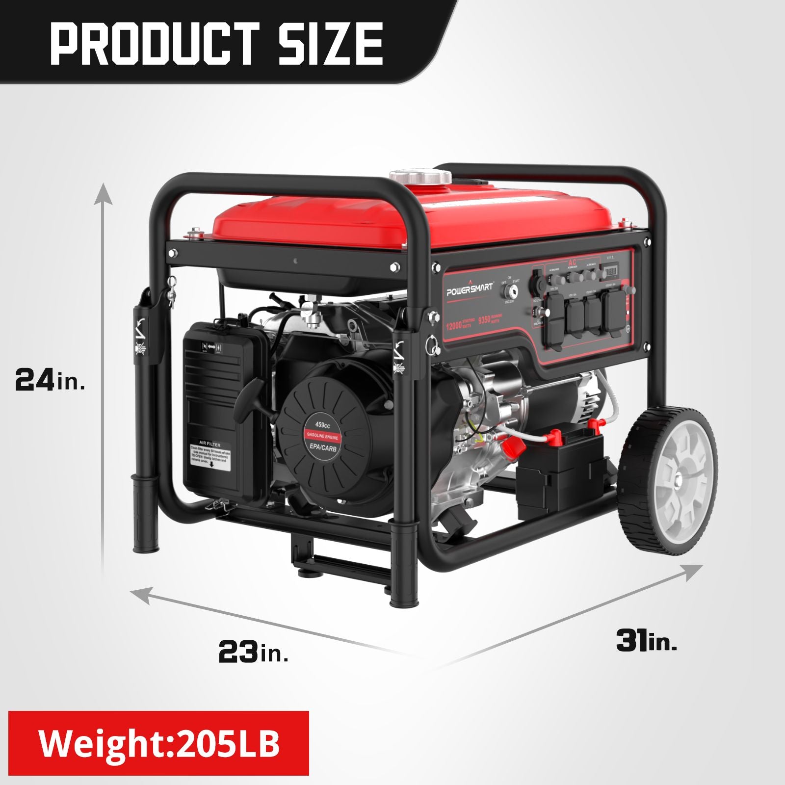 12000 Peak Watt for Home Use, 459CC Gas Powered Outdoor Generator, Remote Start & Electric Start, DB5095