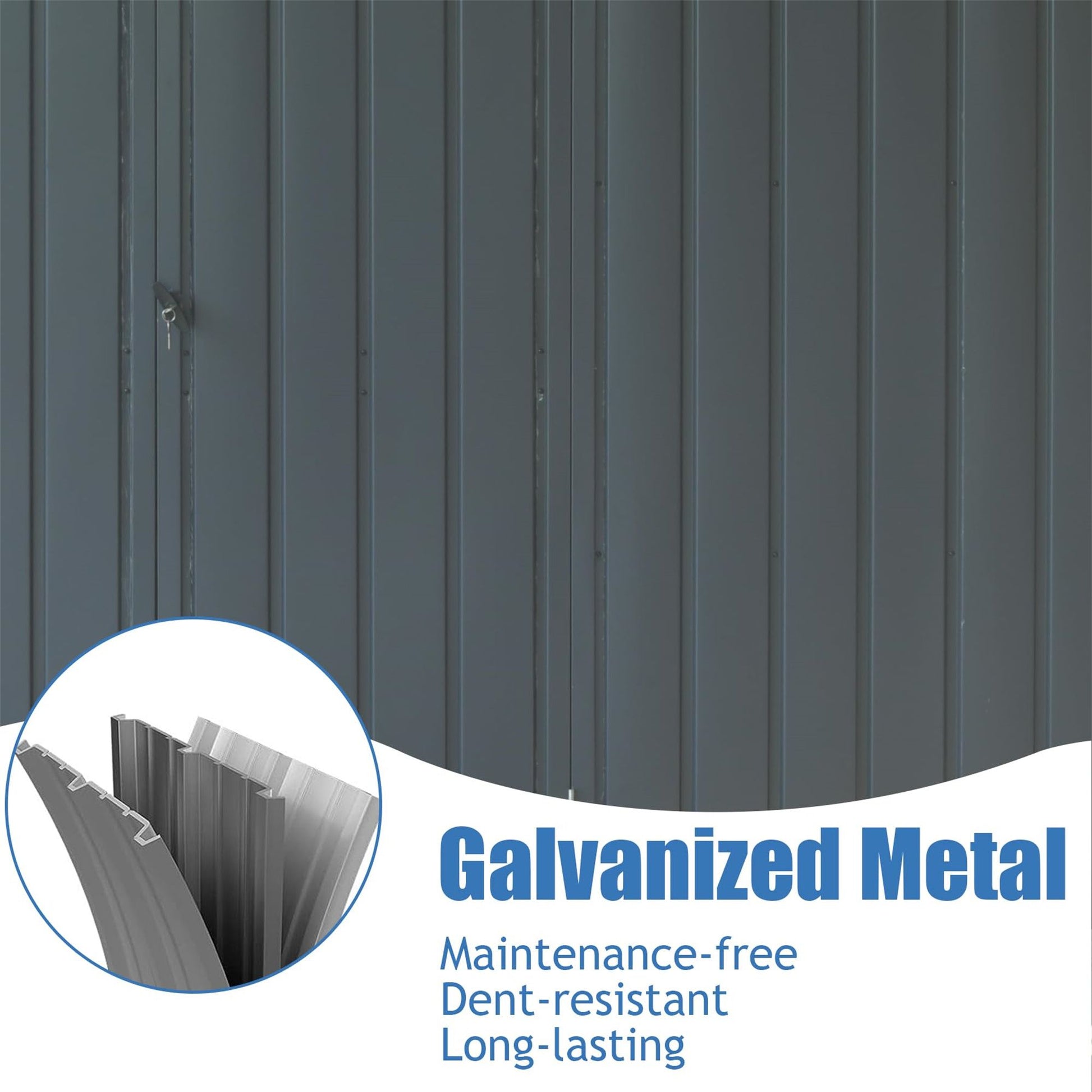 12.5' x 11' Large Metal Storage Shed, Galvanized Steel Frame, Ventilated, with Double Doors