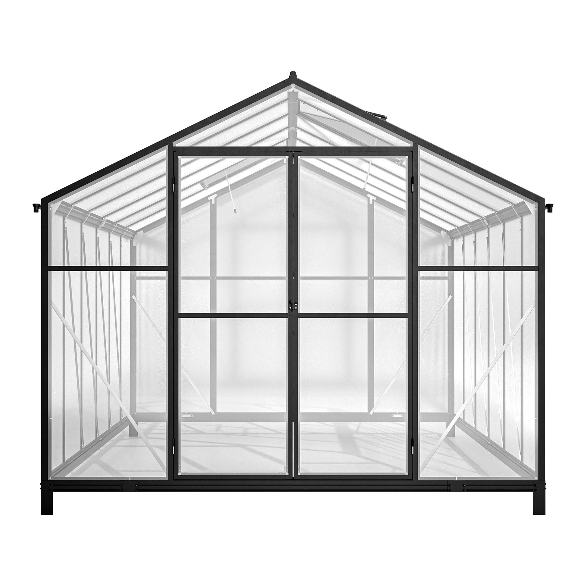 12.5' x 8.5' Polycarbonate Greenhouse, Aluminium Frame, UV Guard, Lockable Door