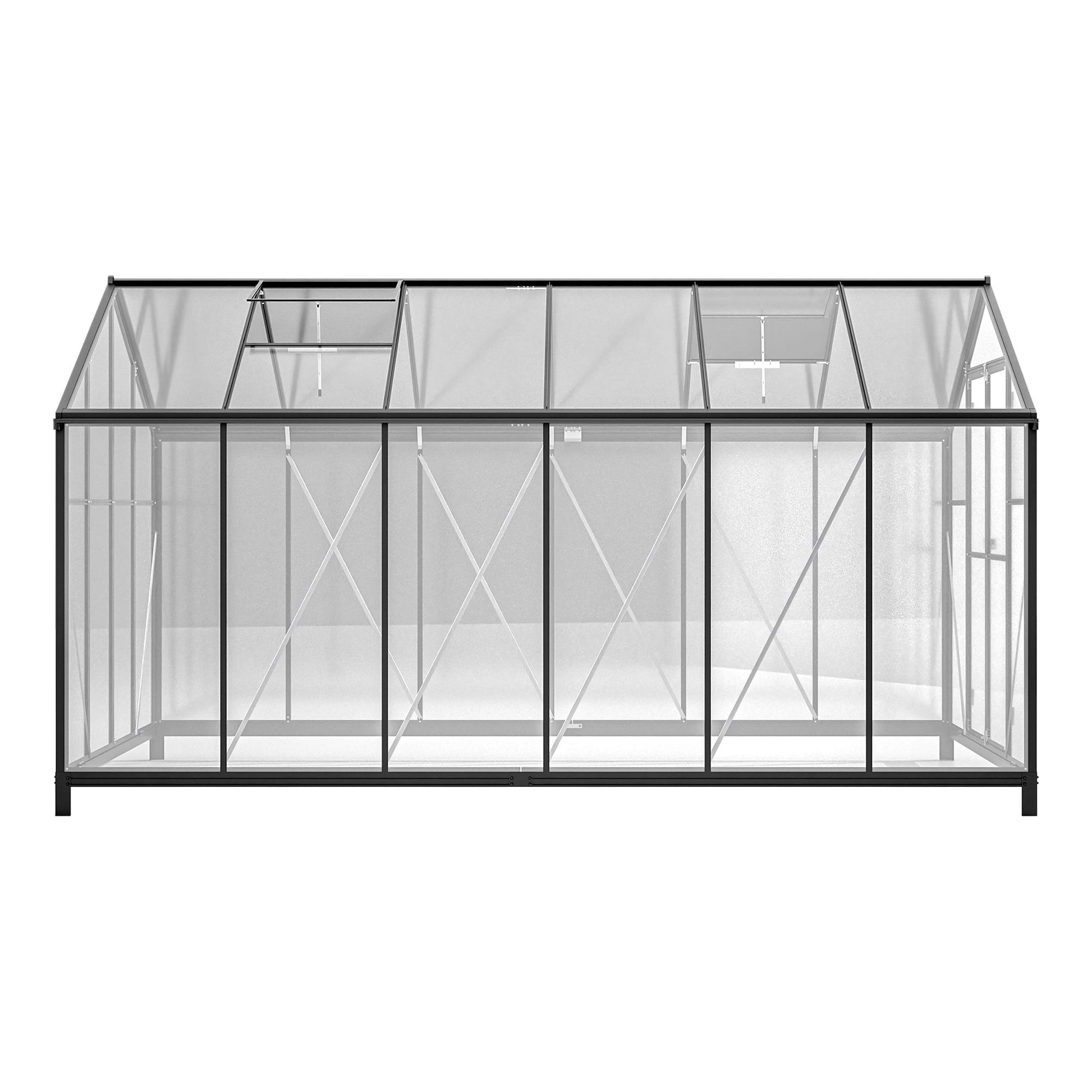 12.5' x 8.5' Polycarbonate Greenhouse, Aluminium Frame, UV Guard, Lockable Door