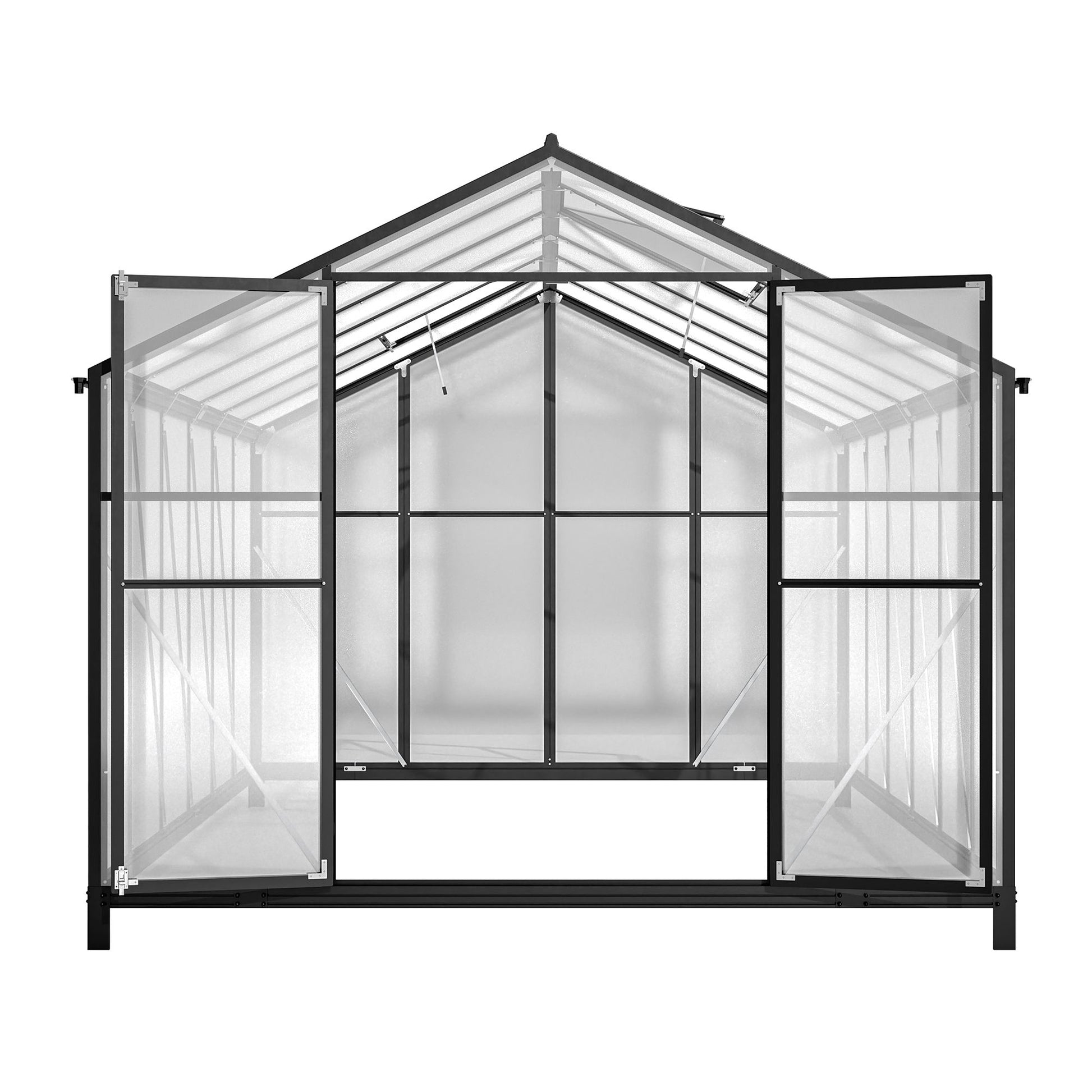 12.5' x 8.5' Polycarbonate Greenhouse, Aluminium Frame, UV Guard, Lockable Door