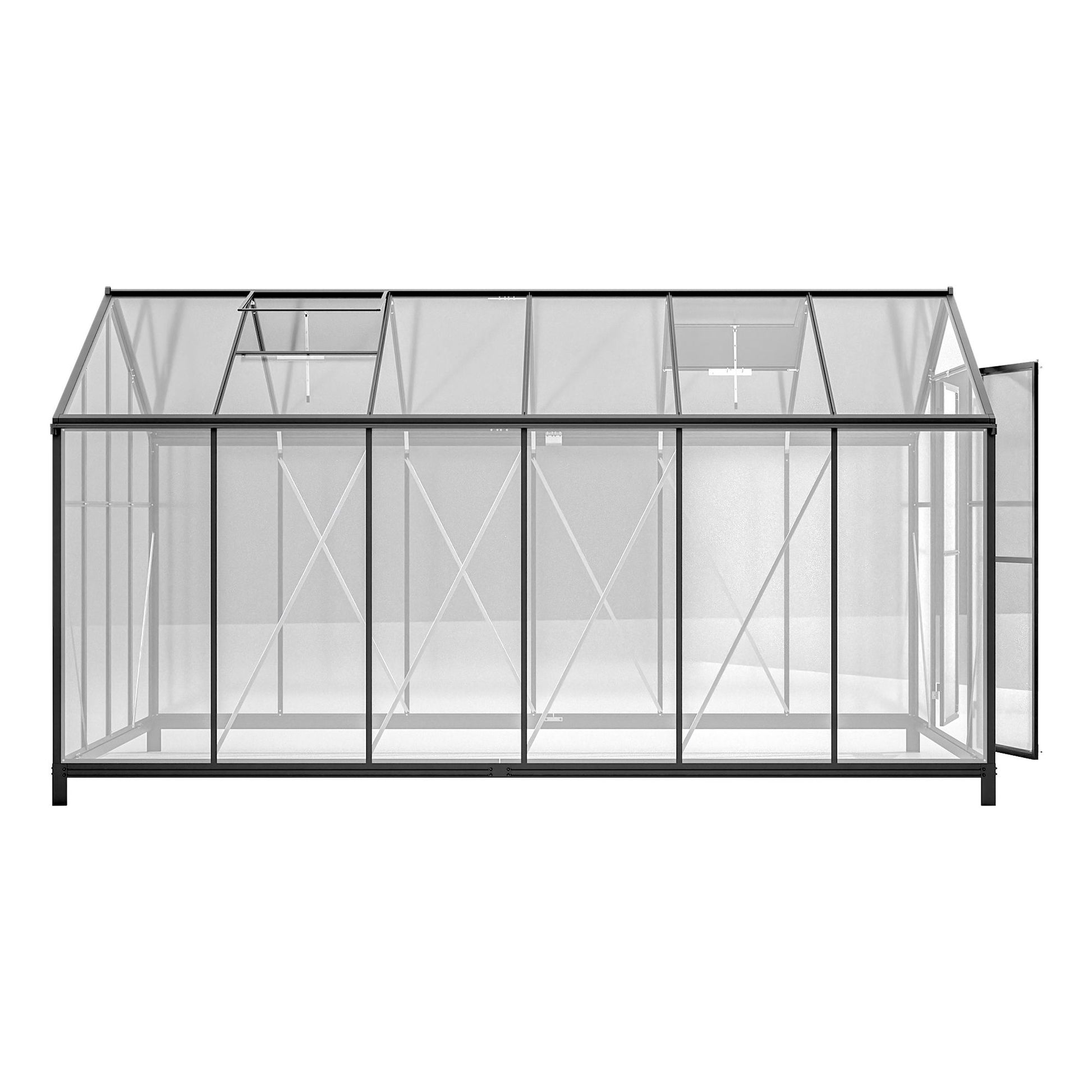 12.5' x 8.5' Polycarbonate Greenhouse, Aluminium Frame, UV Guard, Lockable Door