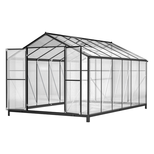 12.5' x 8.5' Polycarbonate Greenhouse, Aluminium Frame, UV Guard, Lockable Door