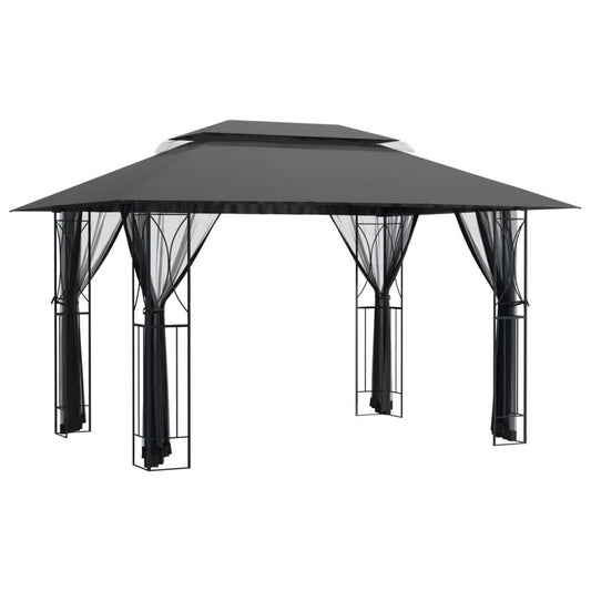 13' x 10' Anthracite Steel Gazebo with Sidewalls, Stylish and Spacious for Every Occasion