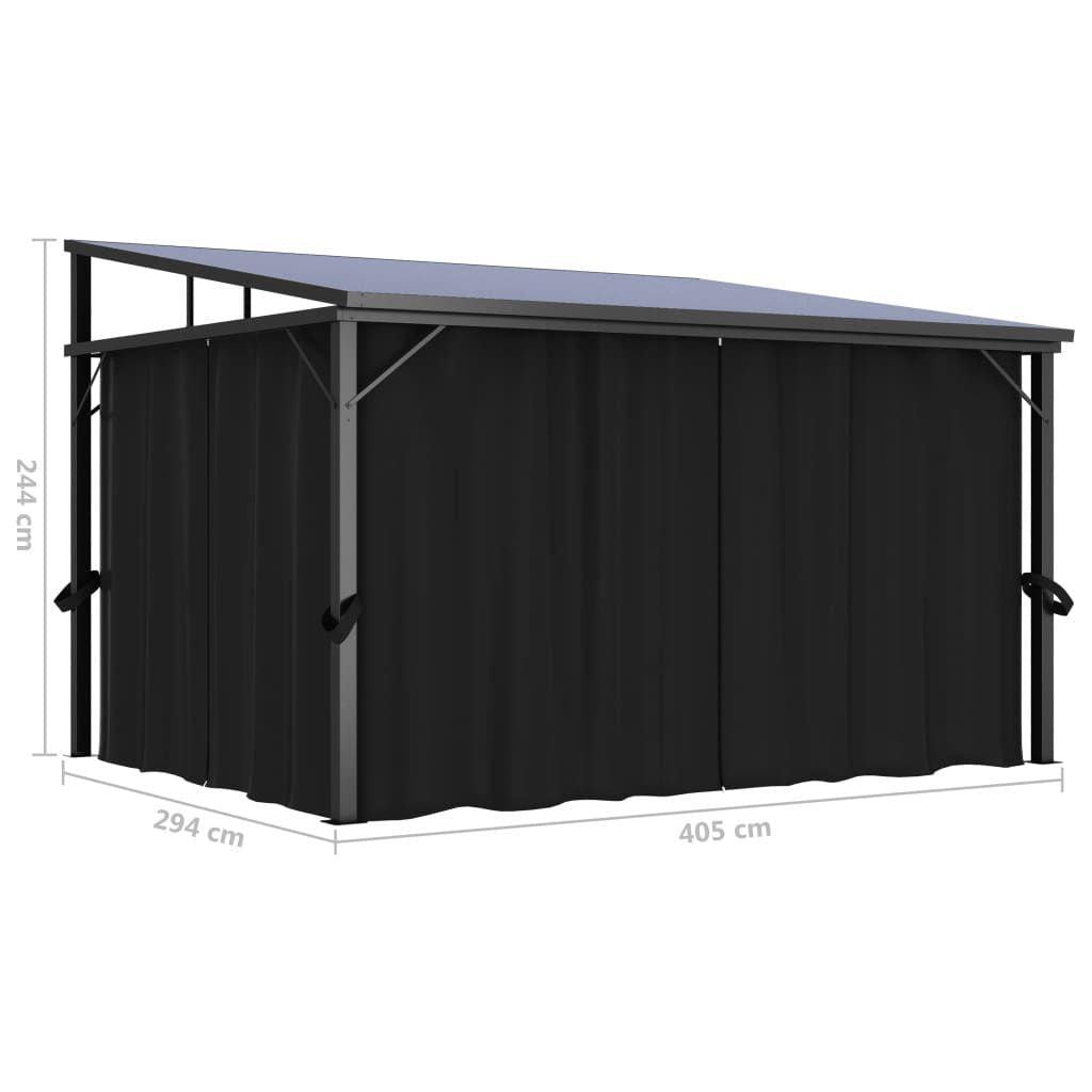 13' x 10' Outdoor Gazebo with Curtains, UV-Resistant PVC Roof, Aluminum and Steel Frame, Anthracite