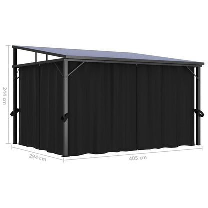 13' x 10' Outdoor Gazebo with Curtains, UV-Resistant PVC Roof, Aluminum and Steel Frame, Anthracite