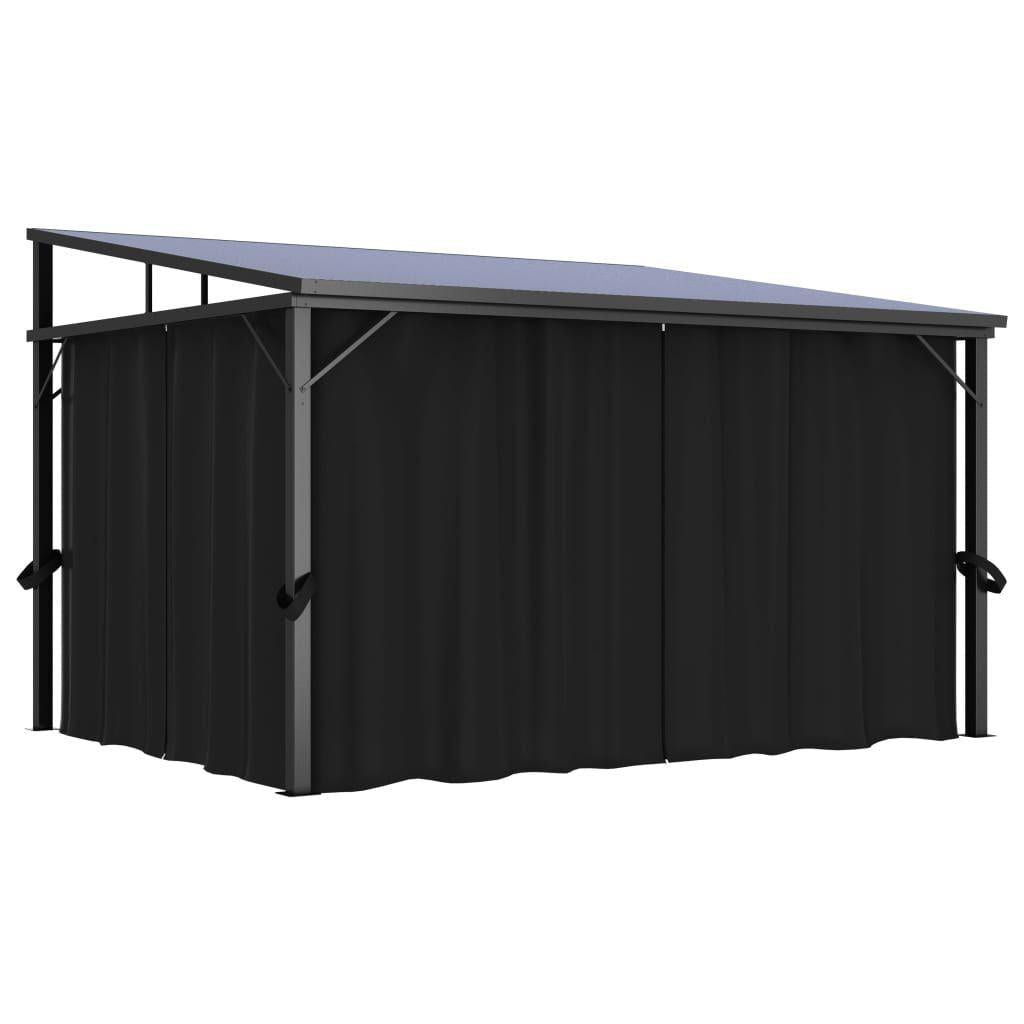 13' x 10' Outdoor Gazebo with Curtains, UV-Resistant PVC Roof, Aluminum and Steel Frame, Anthracite