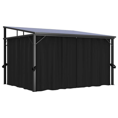13' x 10' Outdoor Gazebo with Curtains, UV-Resistant PVC Roof, Aluminum and Steel Frame, Anthracite