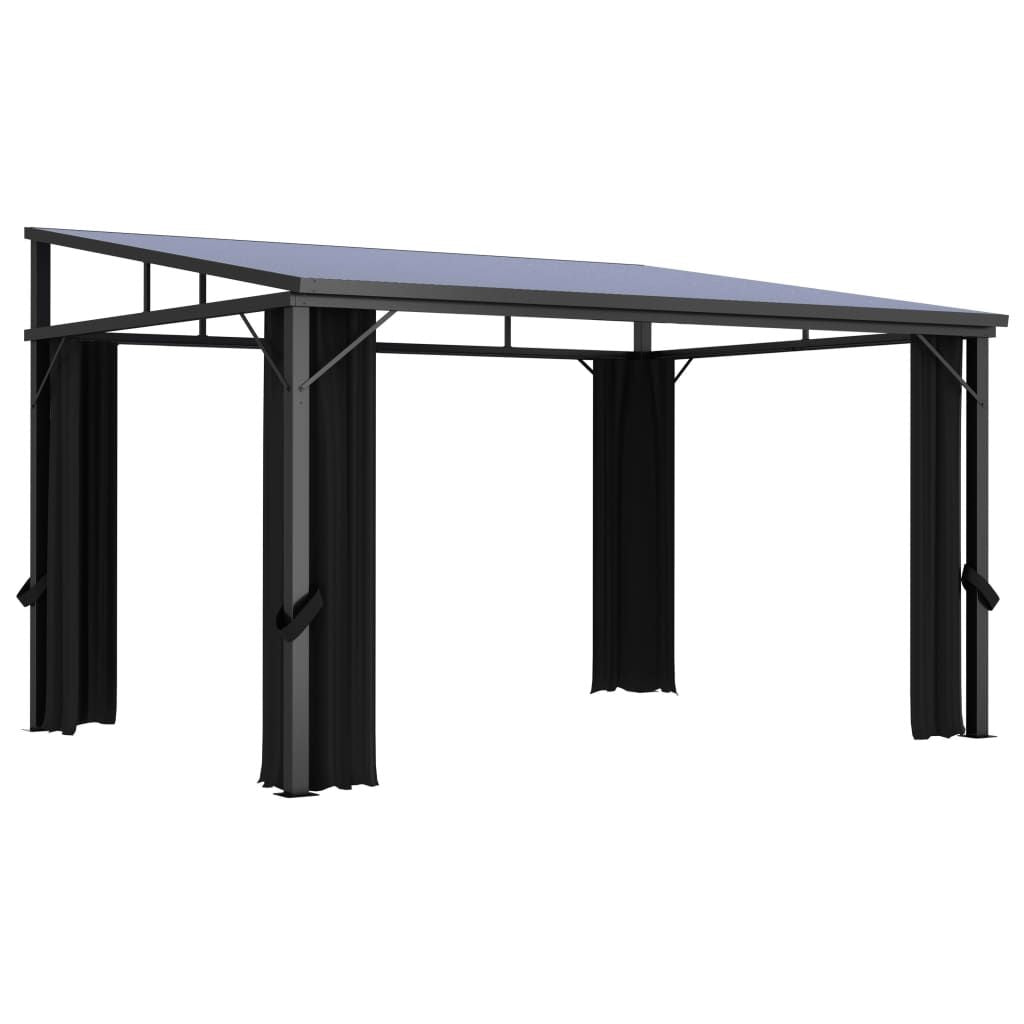 13' x 10' Outdoor Gazebo with Curtains, UV-Resistant PVC Roof, Aluminum and Steel Frame, Anthracite