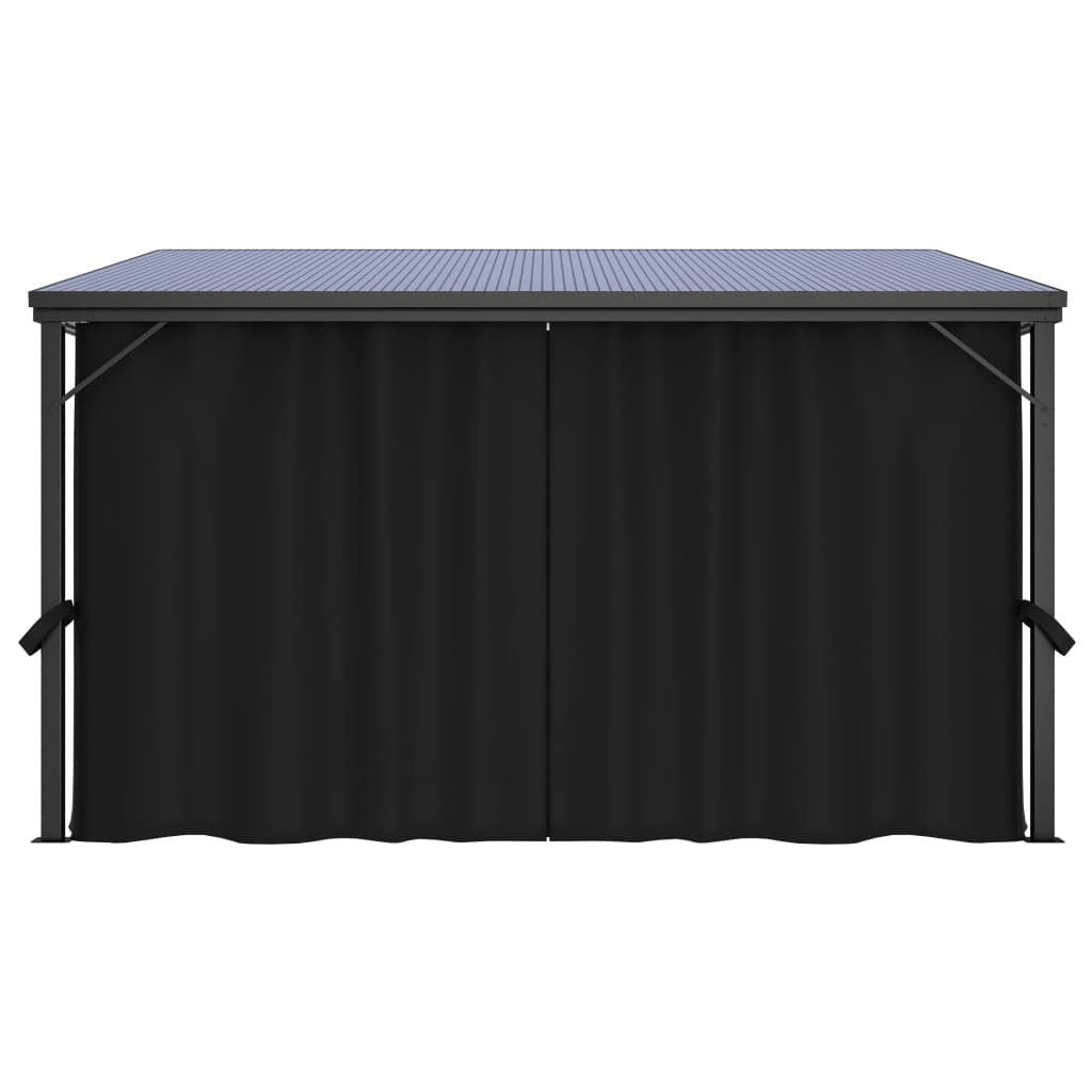 13' x 10' Outdoor Gazebo with Curtains, UV-Resistant PVC Roof, Aluminum and Steel Frame, Anthracite