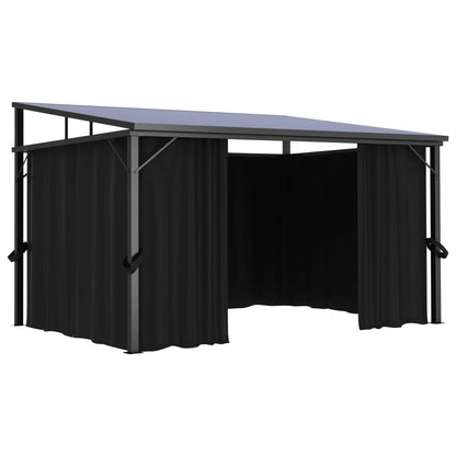 13' x 10' Outdoor Gazebo with Curtains, UV-Resistant PVC Roof, Aluminum and Steel Frame, Anthracite