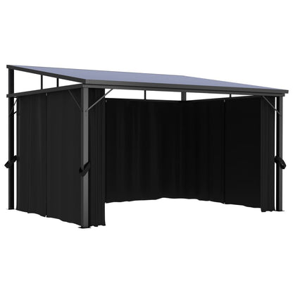 13' x 10' Outdoor Gazebo with Curtains, UV-Resistant PVC Roof, Aluminum and Steel Frame, Anthracite