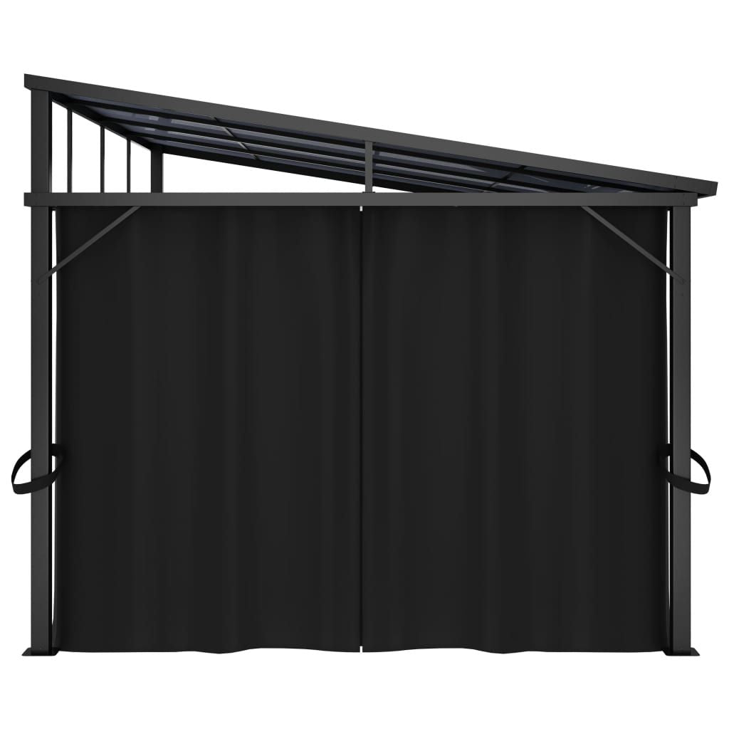 13' x 10' Outdoor Gazebo with Curtains, UV-Resistant PVC Roof, Aluminum and Steel Frame, Anthracite