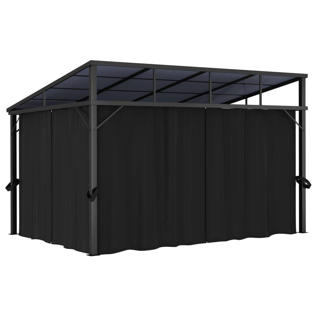 13' x 10' Outdoor Gazebo with Curtains, UV-Resistant PVC Roof, Aluminum and Steel Frame, Anthracite