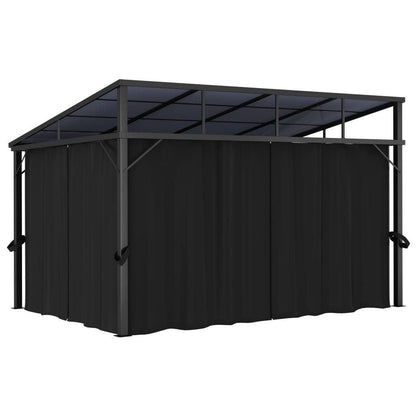 13' x 10' Outdoor Gazebo with Curtains, UV-Resistant PVC Roof, Aluminum and Steel Frame, Anthracite