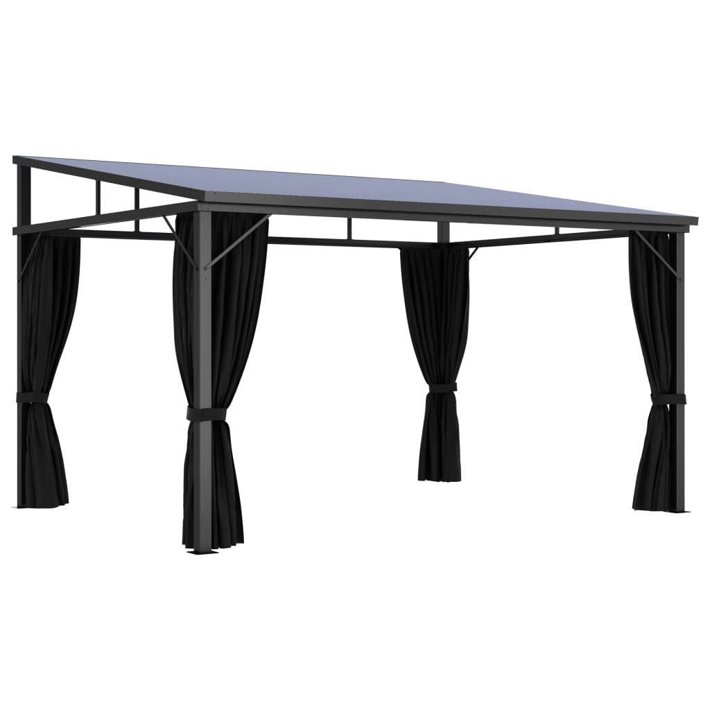 13' x 10' Outdoor Gazebo with Curtains, UV-Resistant PVC Roof, Aluminum and Steel Frame, Anthracite