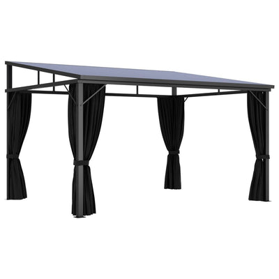 13' x 10' Outdoor Gazebo with Curtains, UV-Resistant PVC Roof, Aluminum and Steel Frame, Anthracite