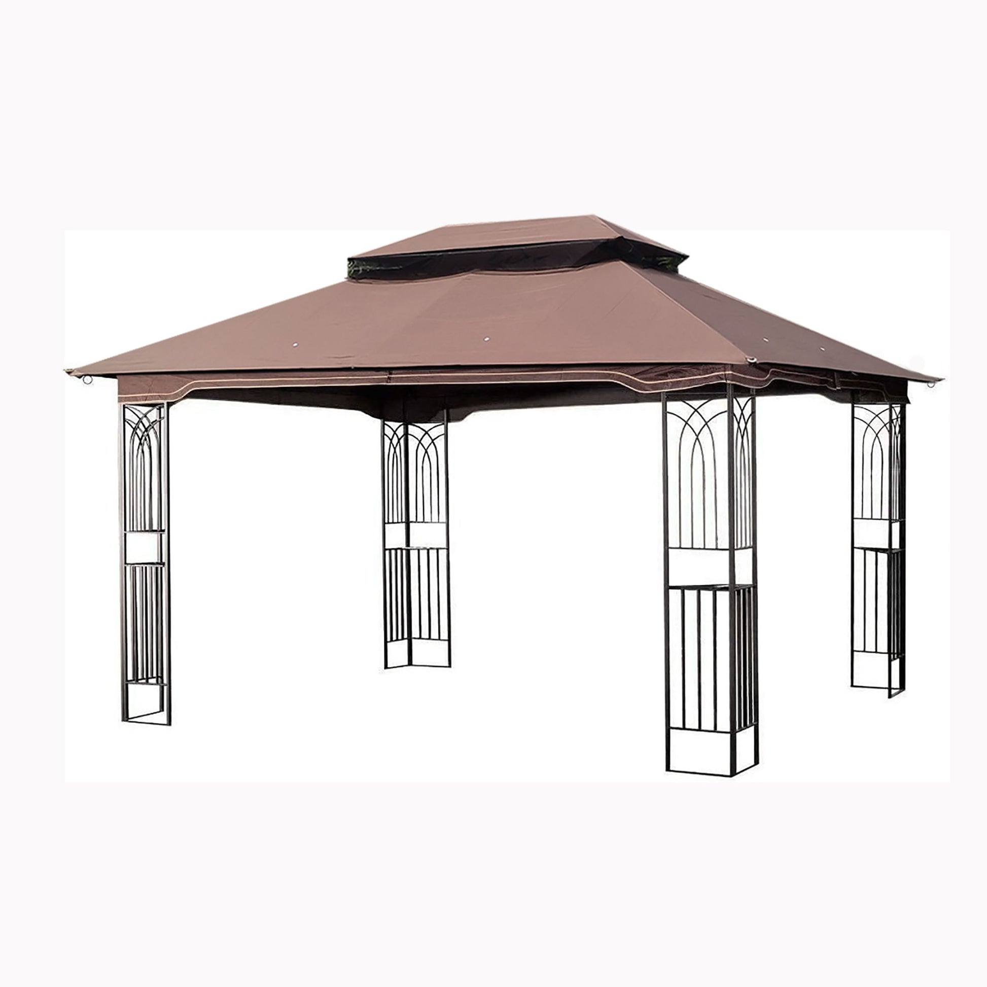 13' x 10' Outdoor Patio Gazebo with Double-Tiered Roof, Removable Mesh Screen, and Mosquito Net, Suitable for Lawn, Garden, Backyard, and Deck