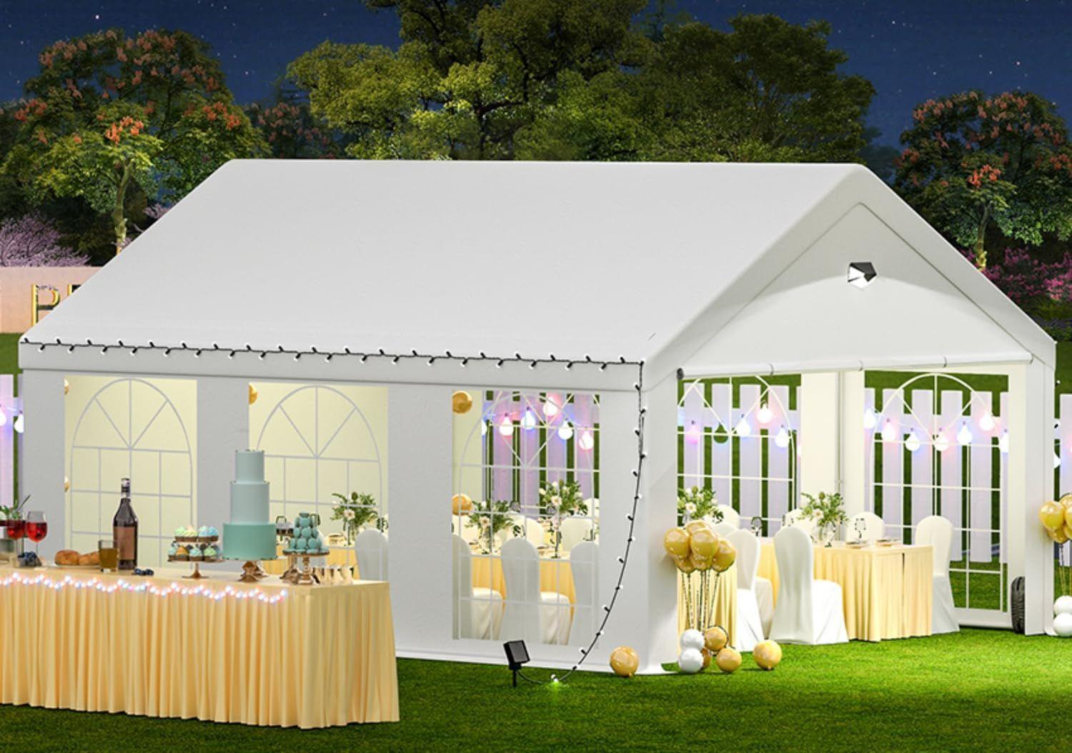13' x 20' Heavy Duty Party Tent with Removable Sidewalls & Sandbags, Outdoor Waterproof Canopy for Weddings, BBQs, and Events