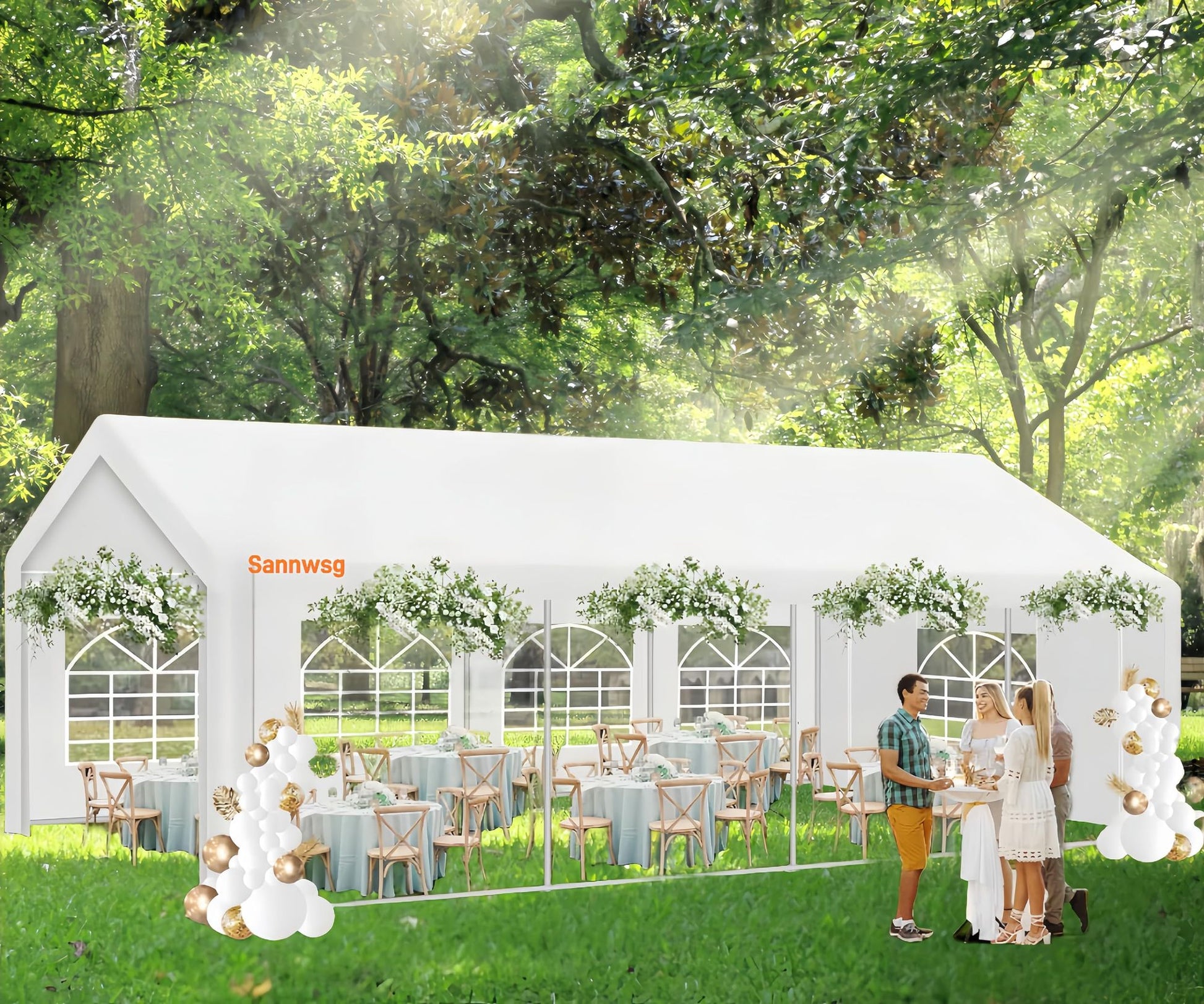 13' x 20' Heavy Duty Party Tent with Removable Sidewalls & Sandbags, Outdoor Waterproof Canopy for Weddings, BBQs, and Events
