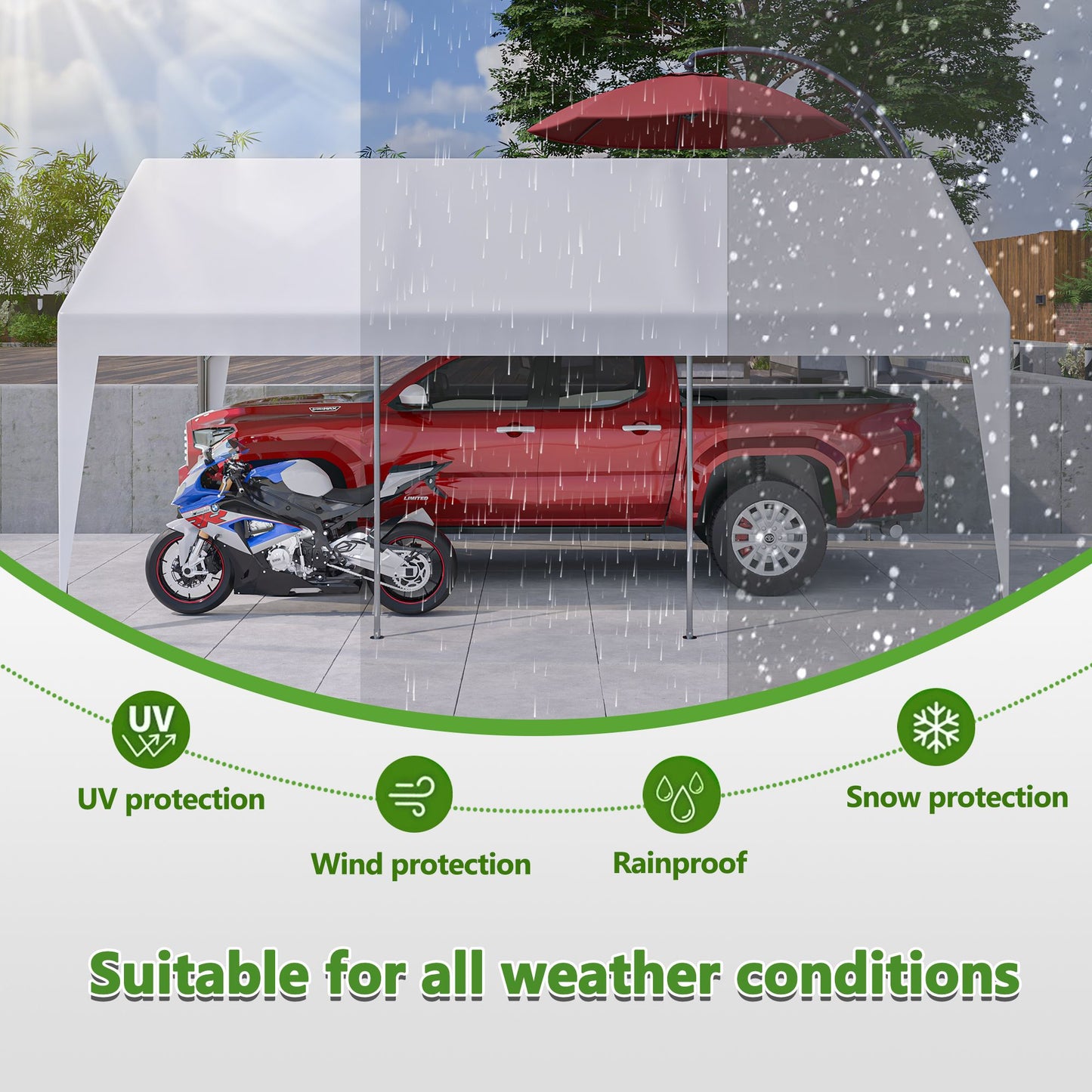 13‘ x20’ Extra-Large Heavy Duty Carport Tent with Removable Sidewalls