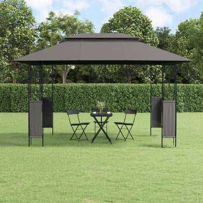13.1' x 9.8' x 8.8' Anthracite Gazebo with Steel Roof, Trendy Garden Shelter for Family Gatherings and Events