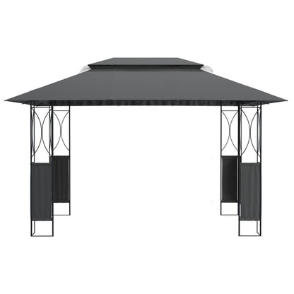13.1' x 9.8' x 8.8' Anthracite Gazebo with Steel Roof, Trendy Garden Shelter for Family Gatherings and Events