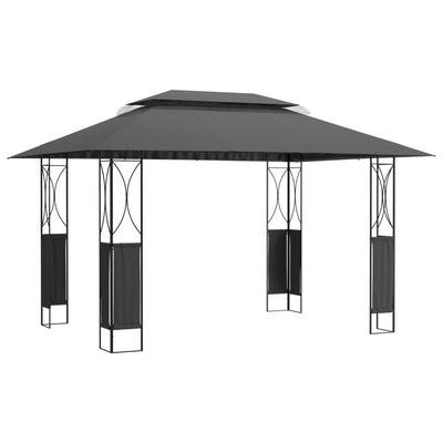 13.1' x 9.8' x 8.8' Anthracite Gazebo with Steel Roof, Trendy Garden Shelter for Family Gatherings and Events