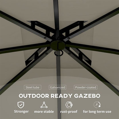 13.8‘ x13.8 ’ Outdoor Gazebo with Two-Tier Roof and UV Protection