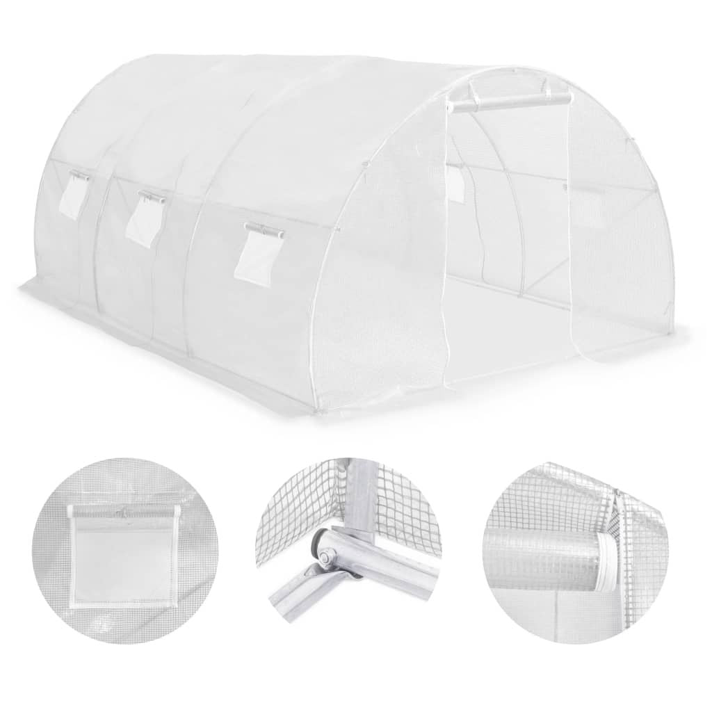 15' x 10' PE Mesh Fabric Greenhouse, Galvanized Steel Frame, Ventilation Windows