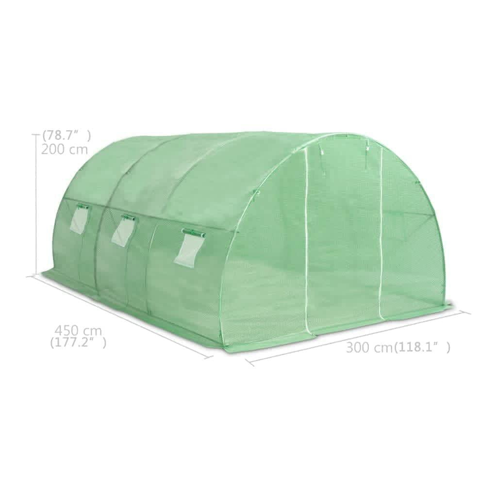15' x 10' Spacious Greenhouse, Galvanized Steel Frame, 6 Windows, PE Mesh Fabric