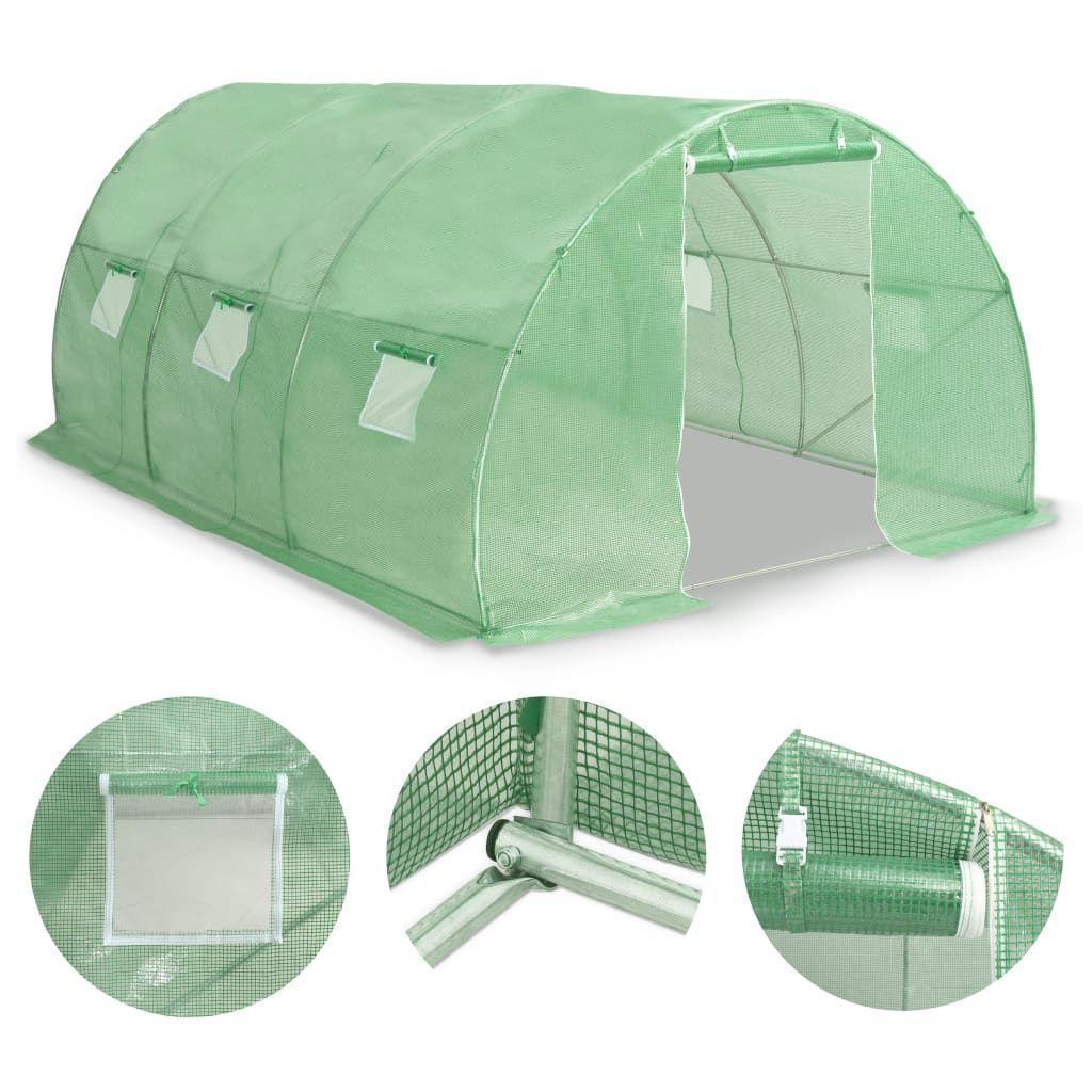 15' x 10' Spacious Greenhouse, Galvanized Steel Frame, 6 Windows, PE Mesh Fabric