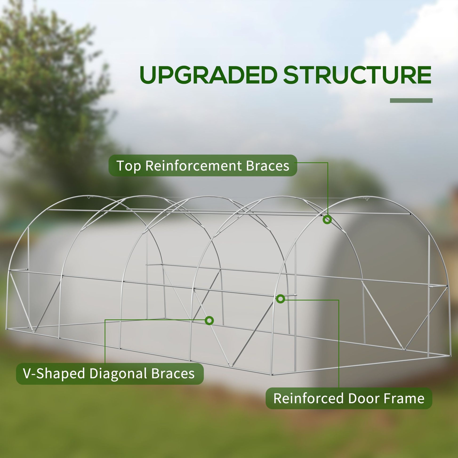 19.5' x 10' Large Walk-In Hoop Tent Greenhouse, Galvanized Steel Frame, PE Cover, Roll-Up Door & Windows