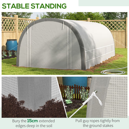 19.5' x 10' Large Walk-In Hoop Tent Greenhouse, Galvanized Steel Frame, PE Cover, Roll-Up Door & Windows