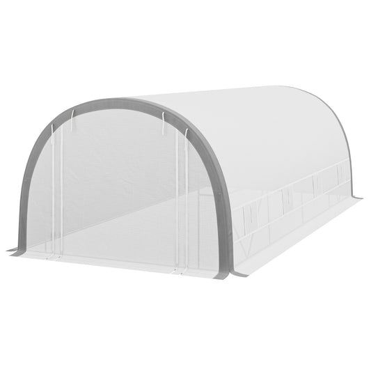 19.5' x 10' Large Walk-In Hoop Tent Greenhouse, Galvanized Steel Frame, PE Cover, Roll-Up Door & Windows