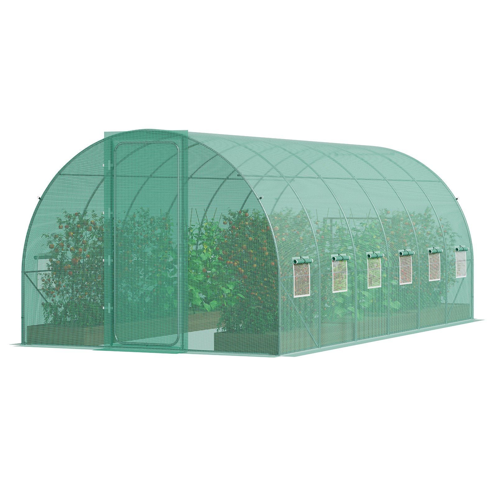 19.5' x 10' Tunnel Greenhouse, Heavy-Duty PE Cover & Galvanized Frame