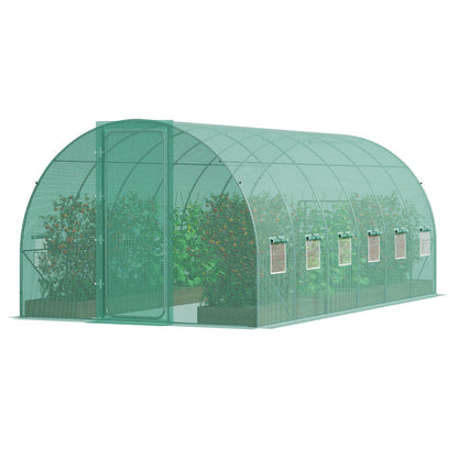 19.5' x 10' Tunnel Greenhouse, Heavy-Duty PE Cover & Galvanized Frame