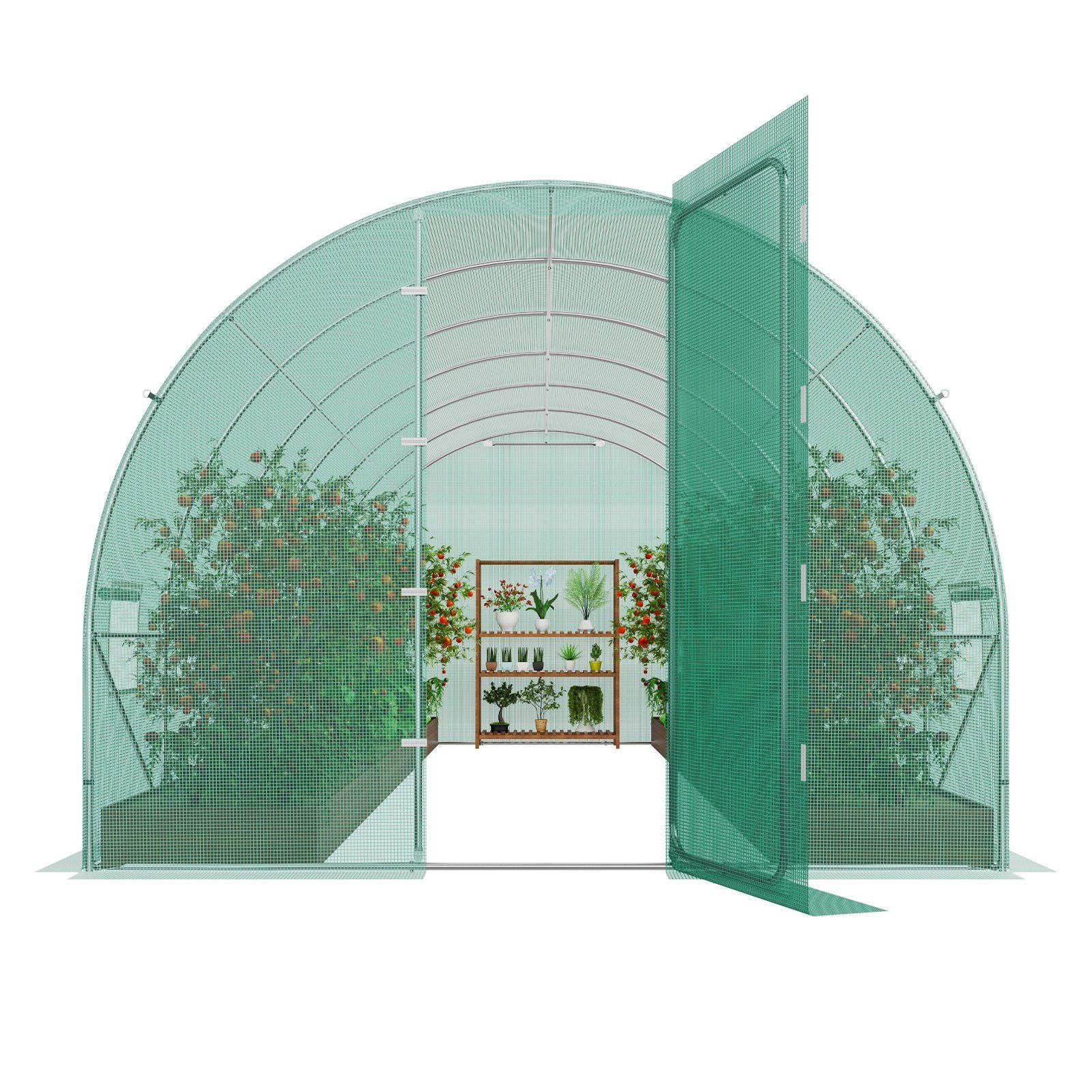 19.5' x 10' Tunnel Greenhouse, Heavy-Duty PE Cover & Galvanized Frame
