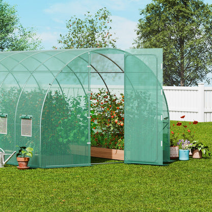 19.5' x 10' Tunnel Greenhouse, Heavy-Duty PE Cover & Galvanized Frame