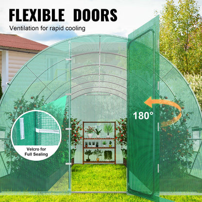 19.5' x 10' Tunnel Greenhouse, Heavy-Duty PE Cover & Galvanized Frame