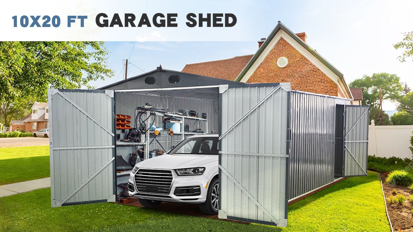 20' x 10' Double Door Metal Garage Storage Shed