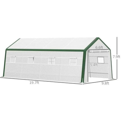 20' x 10' Greenhouse, Large Walk-In Design with Roll-Up Windows, Zippered Door, and UV-Resistant PE Cover