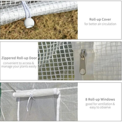 20' x 10' Greenhouse, Large Walk-In Design with Roll-Up Windows, Zippered Door, and UV-Resistant PE Cover