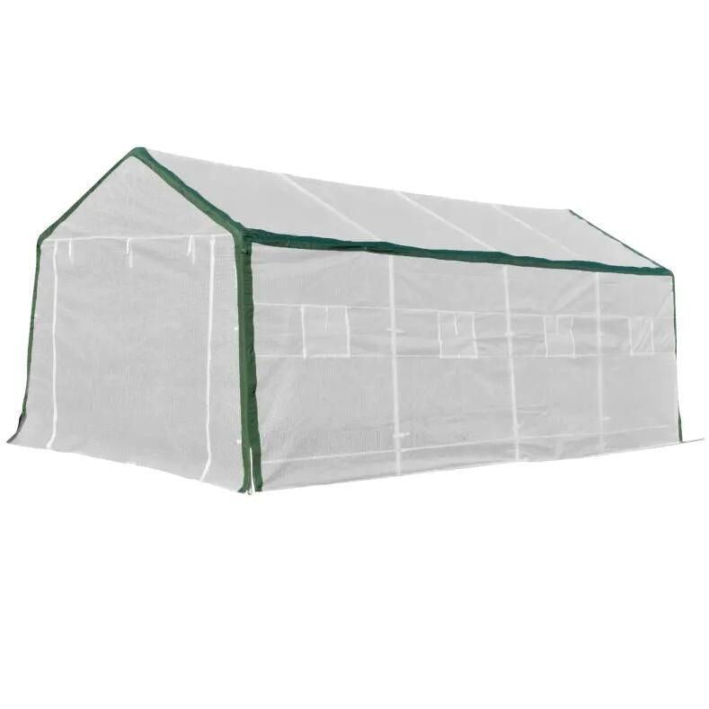20' x 10' Greenhouse, Large Walk-In Design with Roll-Up Windows, Zippered Door, and UV-Resistant PE Cover