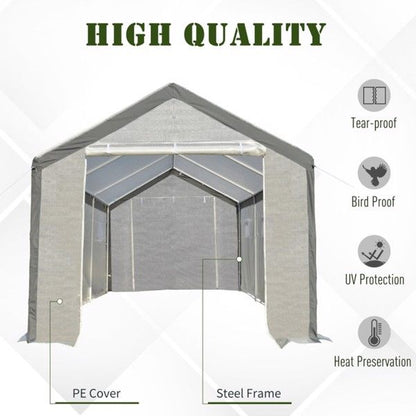 20' x 10' Large Polytunnel Greenhouse, Steel Frame, Roll-Up Windows, Zippered Doors
