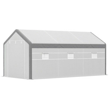 20' x 10' Large Polytunnel Greenhouse, Steel Frame, Roll-Up Windows, Zippered Doors