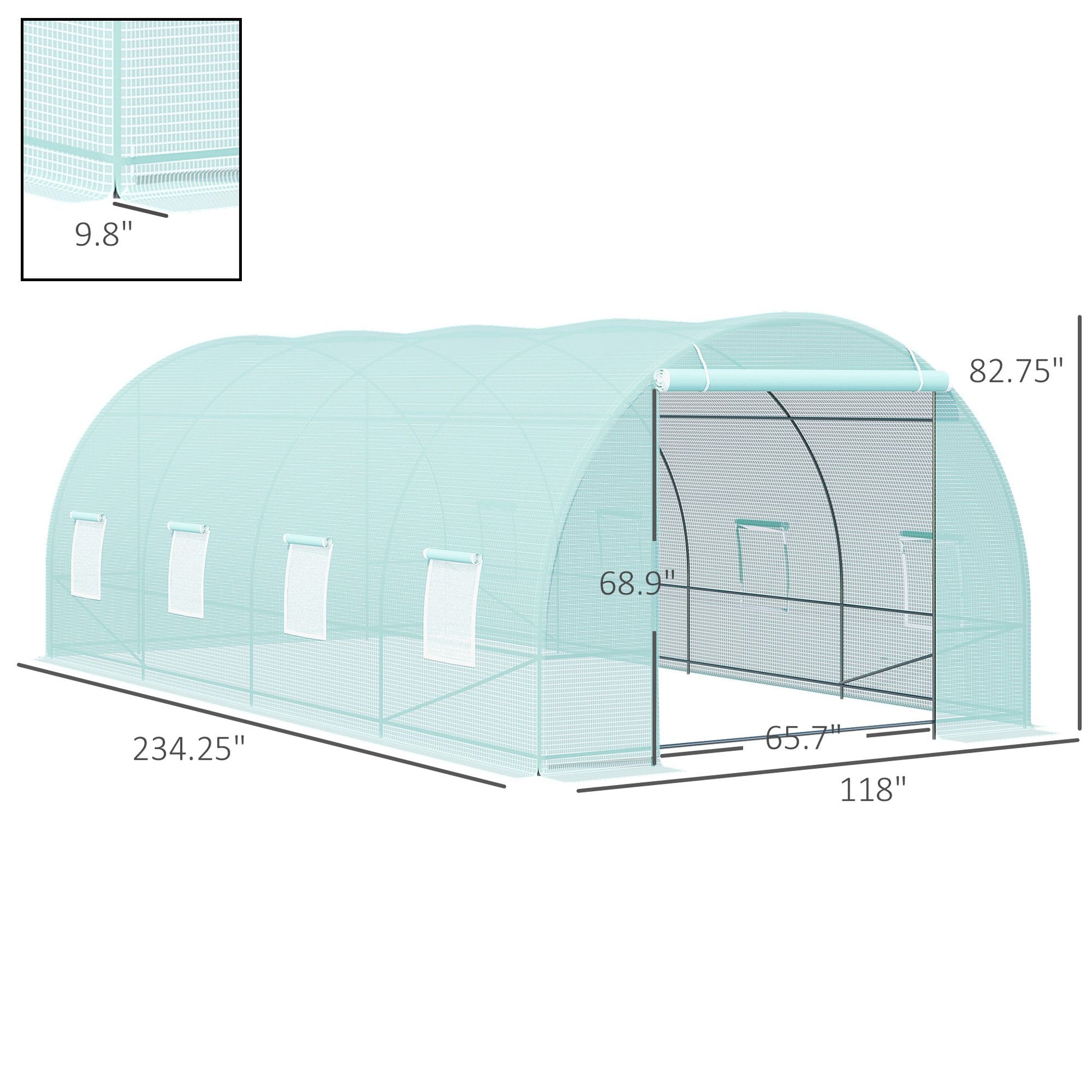 20' x 10' Outsunny Walk-In Tunnel Greenhouse, Steel Frame, Green Cover, Roll-Up Windows & Door