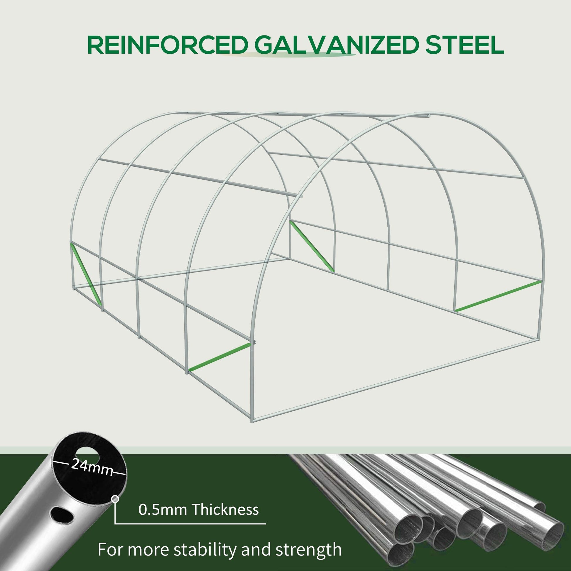 20' x 10' Outsunny Walk-In Tunnel Greenhouse, Steel Frame, Green Cover, Roll-Up Windows & Door