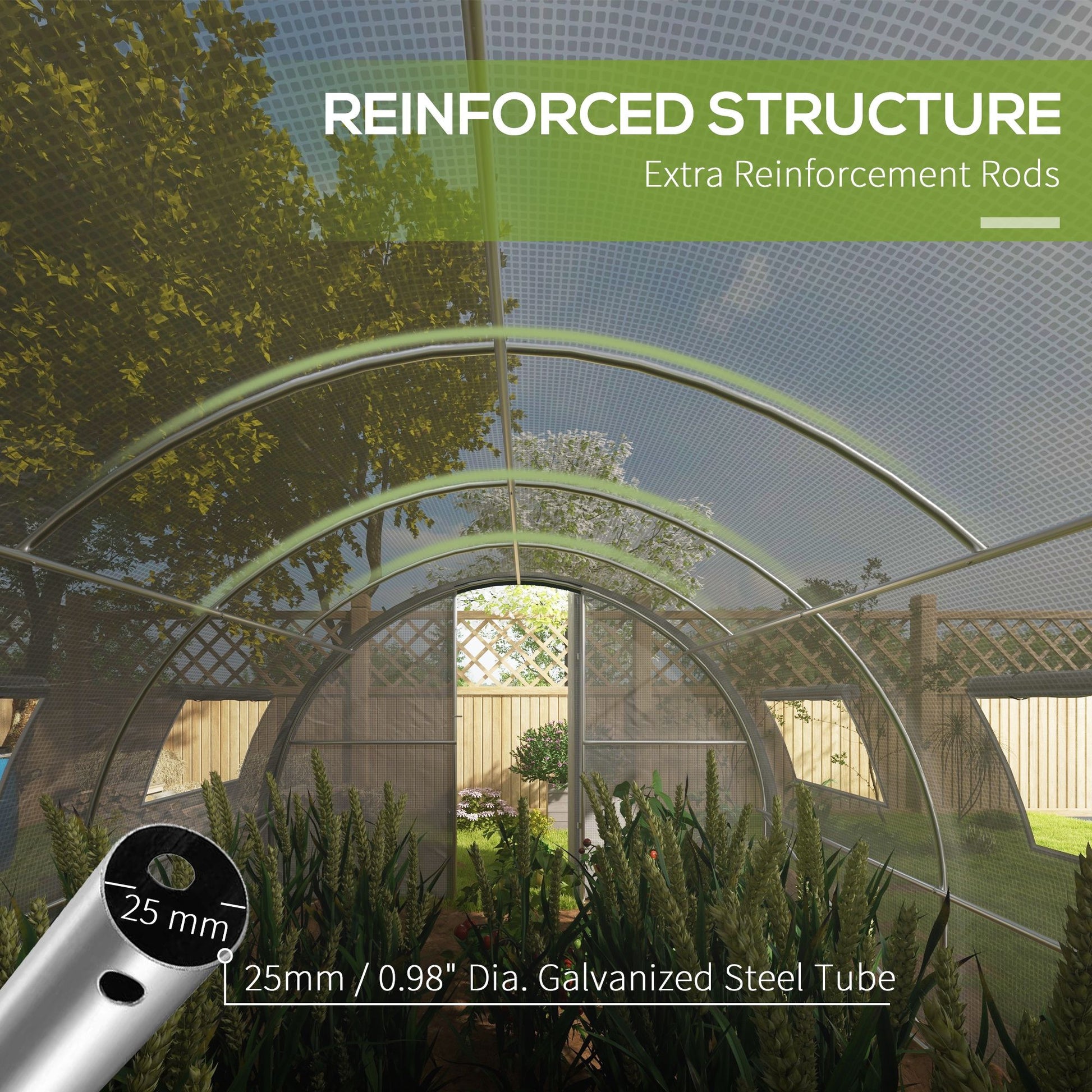 20' x 10' Polytunnel Greenhouse, Galvanized Steel Frame, PE Cover, Hinged Door